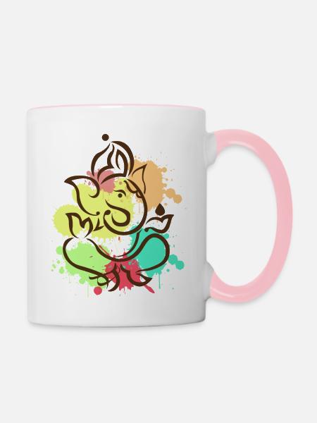 Ganesha - Tasse zweifarbig - Weiß/Pink