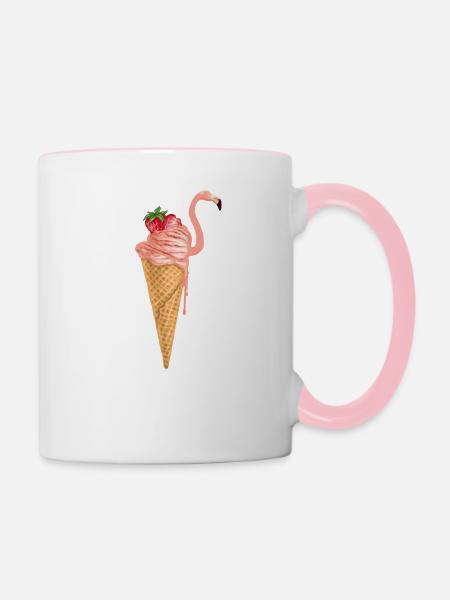Flamingo Eiswaffel - Tasse zweifarbig - Weiß/Pink