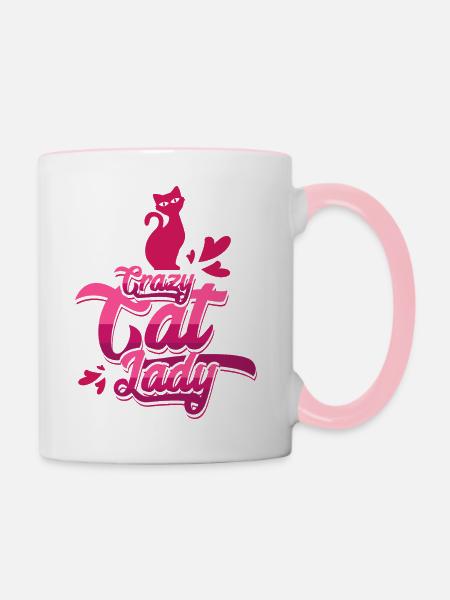 Crazy Cat Lady - Tasse zweifarbig - Weiß/Pink
