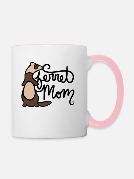 Frettchen Mutter - Tasse zweifarbig - Weiß/Pink