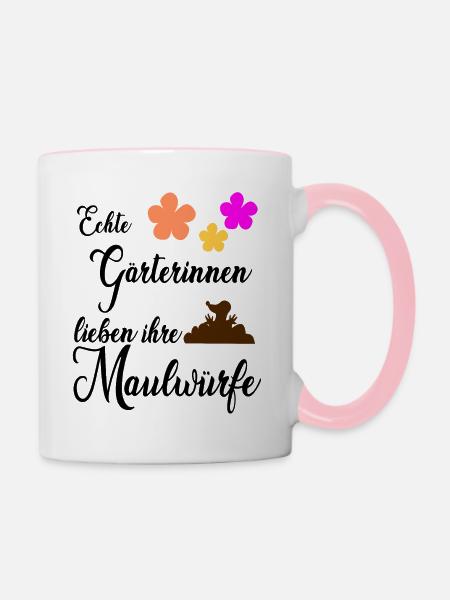 Maulwurf Maulwürfe Garten Geschenk - Tasse zweifarbig - Weiß/Pink