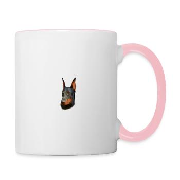Dobermann - Vorsicht vor dem Herrchen - Tasse zweifarbig - Weiß/Pink - Rechts