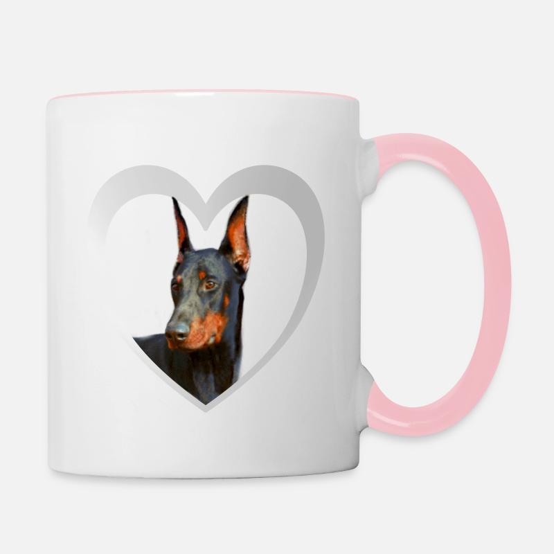 Dobermann - Chien Doberman - Mug contrasté - blanc/rose