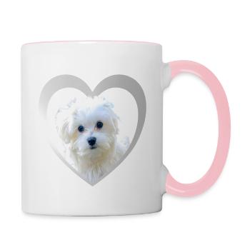 I Love my Malteser - Herz - Malteser - Tasse zweifarbig - Weiß/Pink - Rechts