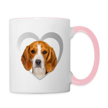 I Love My Beagle - HerzDesign - Beagle - Tasse zweifarbig - Weiß/Pink - Rechts