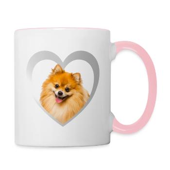 I Love my Nain - Chien coeur - Pitz nain - Mug contrasté - blanc/rose - Droite