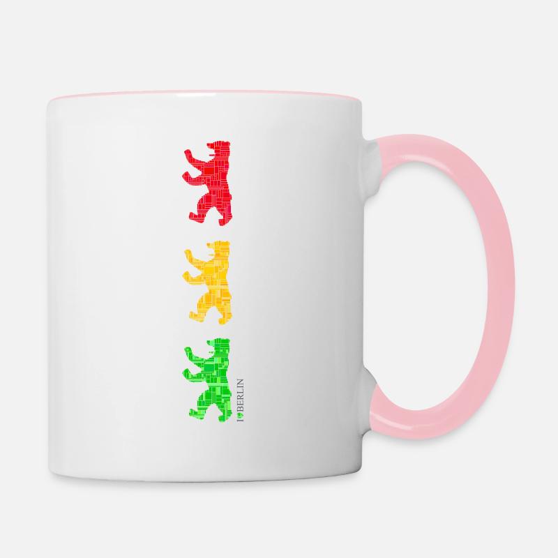 Berlin - Berliner Bär - I Love Berlin - Bär Ampel - Mug contrasté - blanc/rose