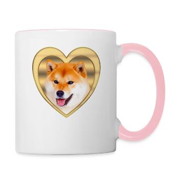 Shiba Inu - Shiba Inu Chien - Coeur - Mug contrasté - blanc/rose - Droite