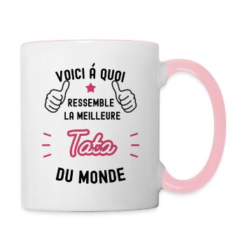 voici la meilleure tata du monde - Mug contrasté - blanc/rose - Droite