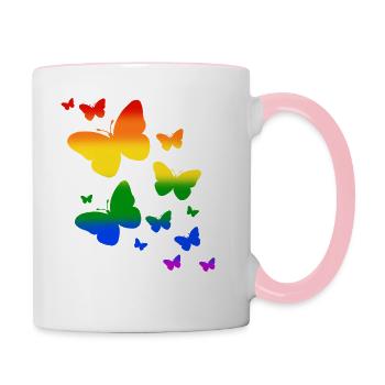 Butterfly Butterflies LGTBQ Pride - Contrasting Mug - white/pink - Right