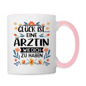 Ärztin Danke Ärztinnen - Tasse zweifarbig - Weiß/Pink - Rechts