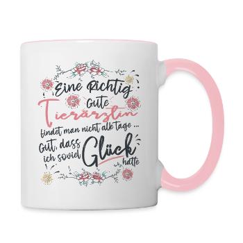 Tierärztin - Tasse zweifarbig - Weiß/Pink - Rechts