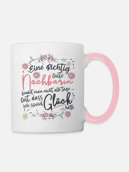 Nachbarin - Tasse zweifarbig - Weiß/Pink