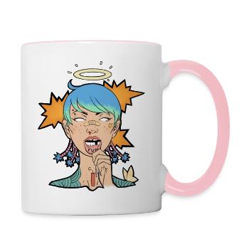 AMUSEMENT - Mug contrasté - blanc/rose - Droite