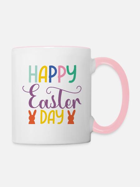 Happy Easter Day - Tasse zweifarbig - Weiß/Pink