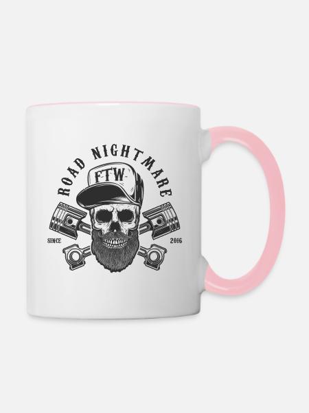 Albtraum auf der Straße - Tasse zweifarbig - Weiß/Pink