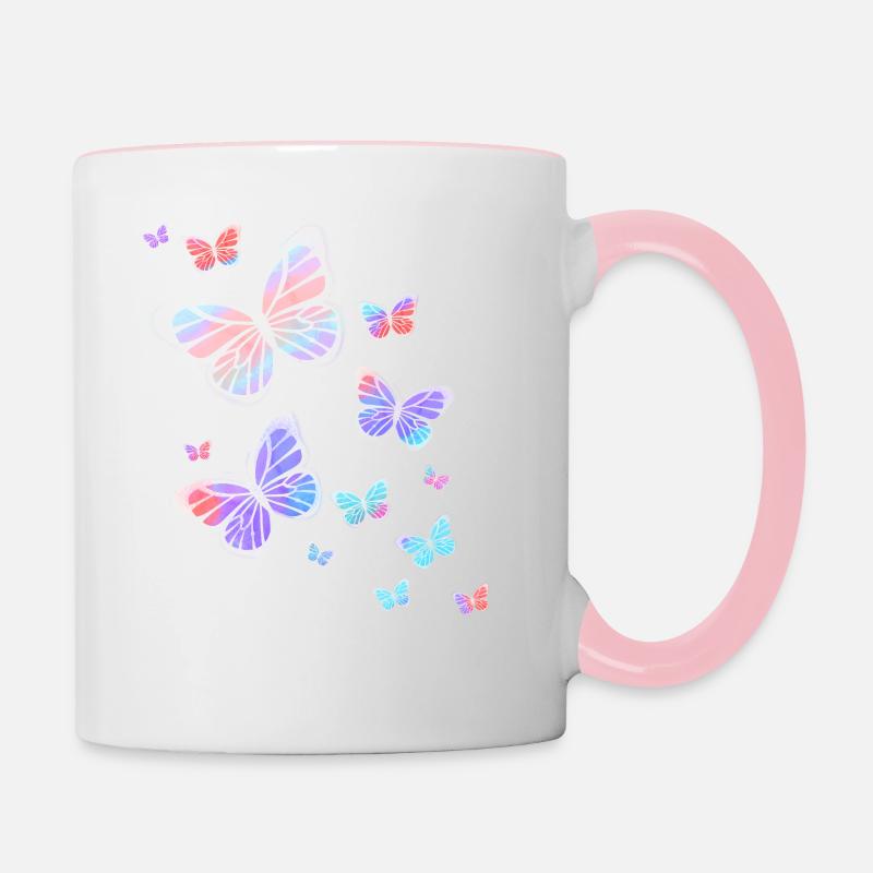 Papillon Papillons Papillon Nature - Mug contrasté - blanc/rose
