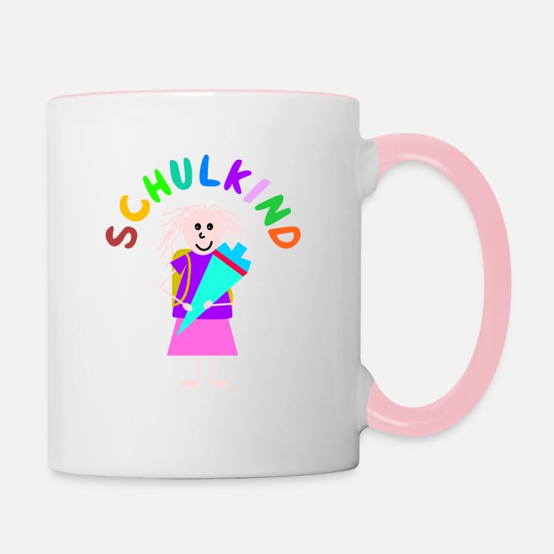 Strichmännchen Schulkind - Tasse zweifarbig - Weiß/Pink