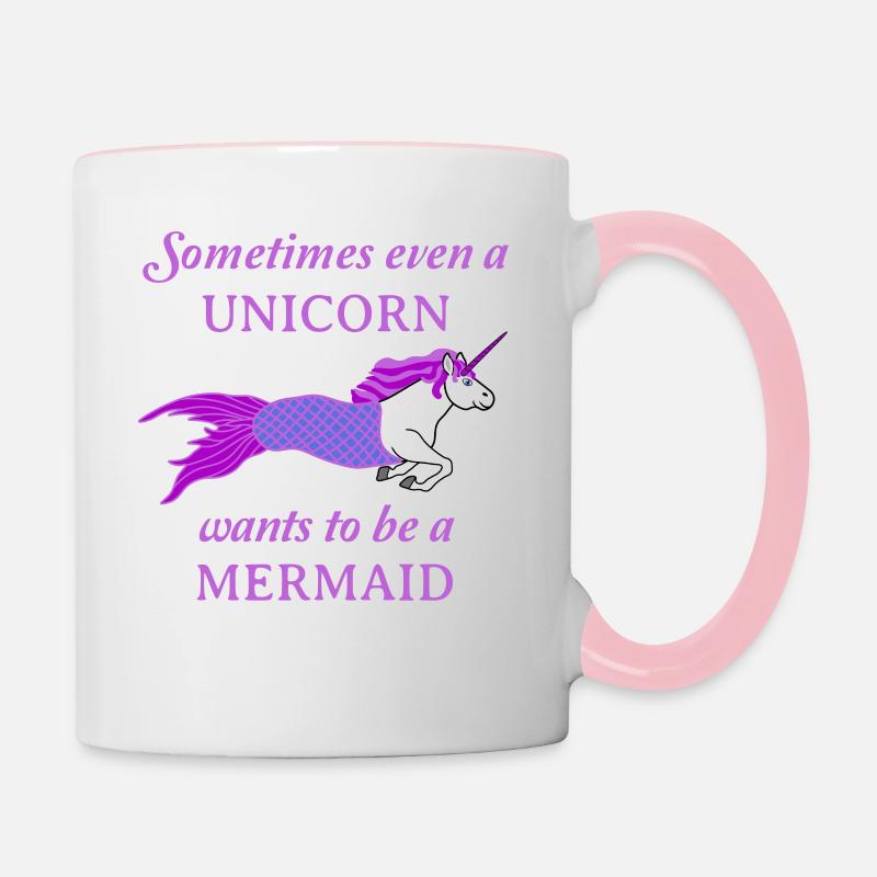 Licorne, Sirène, Poisson, Créature Mythique, Rose - Mug contrasté - blanc/rose