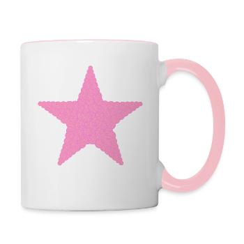 Weihnachten, Stern, Weihnachtskugeln, Pink - Tasse zweifarbig - Weiß/Pink - Rechts