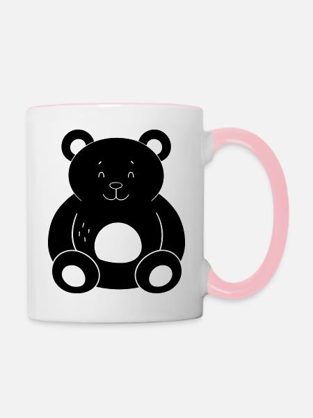 Teddybär - Tasse zweifarbig - Weiß/Pink