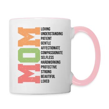 Mama Liebevolles Geschenk - Tasse zweifarbig - Weiß/Pink - Rechts