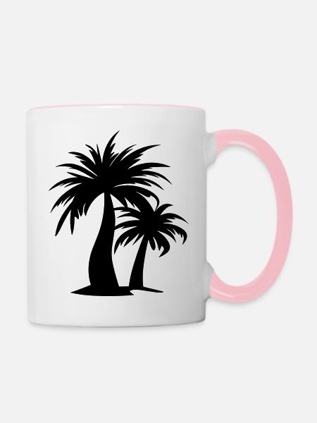 Palme - Tasse zweifarbig - Weiß/Pink