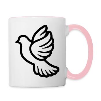 Taube - Tasse zweifarbig - Weiß/Pink - Rechts