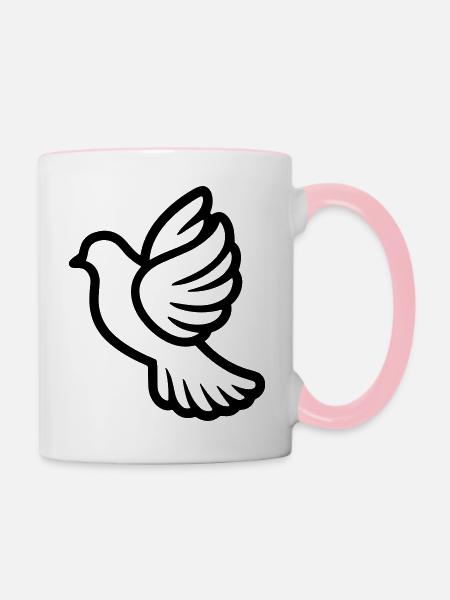 Taube - Tasse zweifarbig - Weiß/Pink