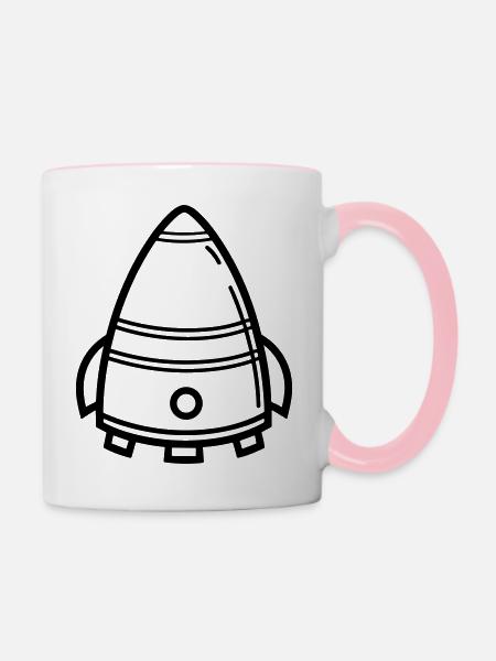 fliegende Untertasse - Tasse zweifarbig - Weiß/Pink