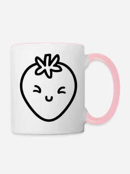 Erdbeere - Tasse zweifarbig - Weiß/Pink