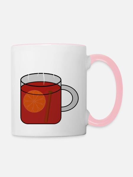 Glühwein - Tasse zweifarbig - Weiß/Pink
