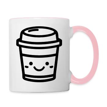Kaffeebecher - Tasse zweifarbig - Weiß/Pink - Rechts