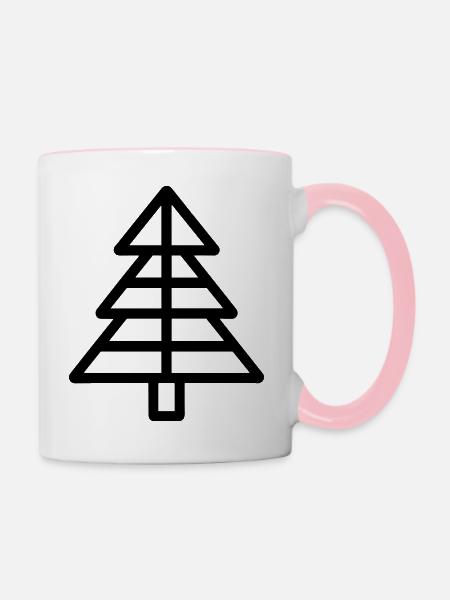 Weihnachtsbaum - Tasse zweifarbig - Weiß/Pink