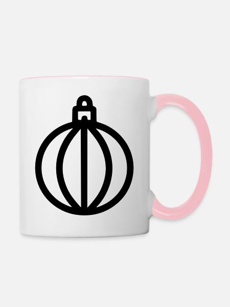 Weihnachtskugel - Tasse zweifarbig - Weiß/Pink