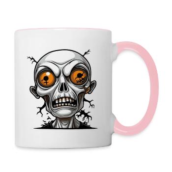 Spooky Stare - The Haunted Skull - Tasse zweifarbig - Weiß/Pink - Rechts