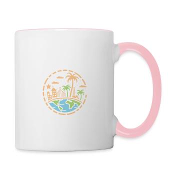 Voyage Humour vacances - Mug contrasté - blanc/rose - Droite