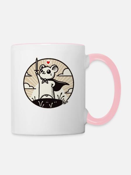 Maus-Held mit Umhang - Tasse zweifarbig - Weiß/Pink