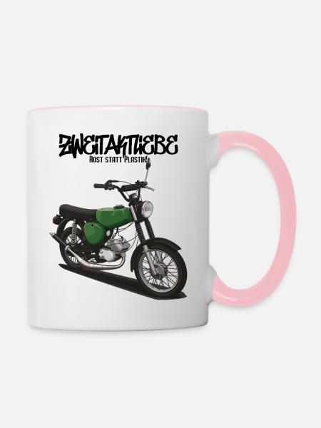 S51 (billardgrün) // Illustration - Tasse zweifarbig - Weiß/Pink