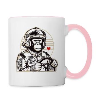 Full Throttle Car Racing Tuner JDM Racer Gorilla - Contrasting Mug - white/pink - Right