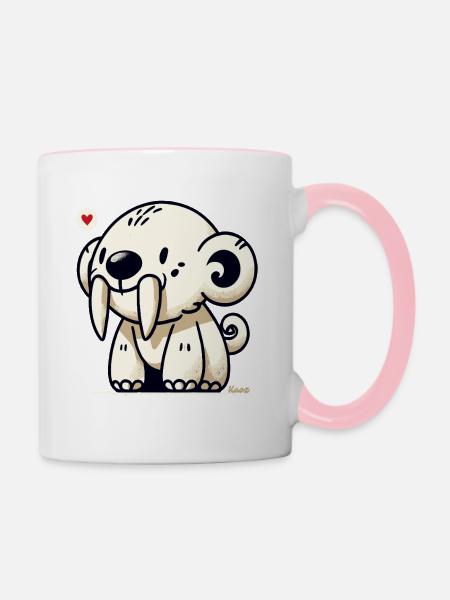 Süßes Säbelzahn-Tier - Tasse zweifarbig - Weiß/Pink