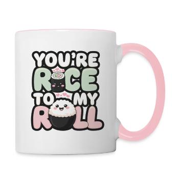 Sweet Sushi Motif – You're Rice to My Roll - Contrasting Mug - white/pink - Right