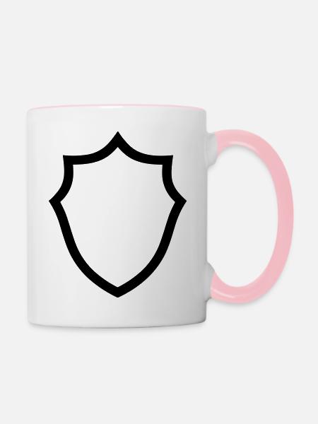 Schild - Tasse zweifarbig - Weiß/Pink