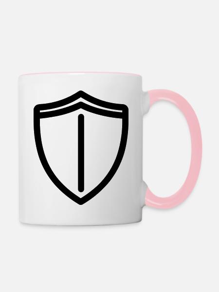 Schild - Tasse zweifarbig - Weiß/Pink