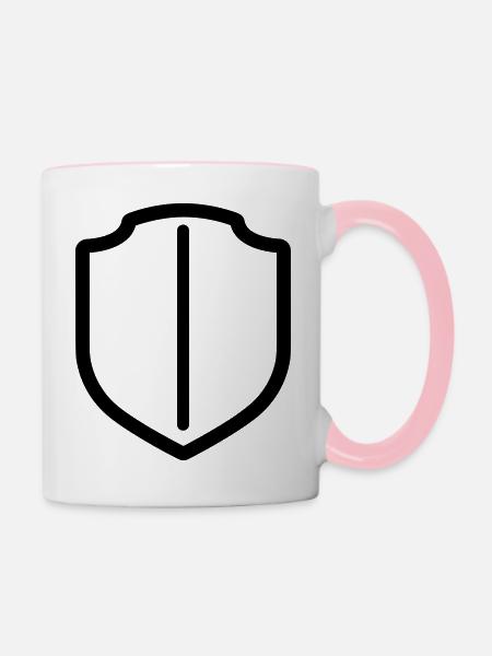 Schild - Tasse zweifarbig - Weiß/Pink