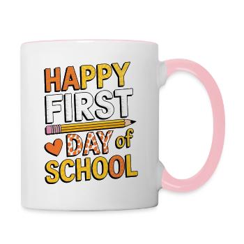 Erster Schultag Einschulung Design - Tasse zweifarbig - Weiß/Pink - Rechts
