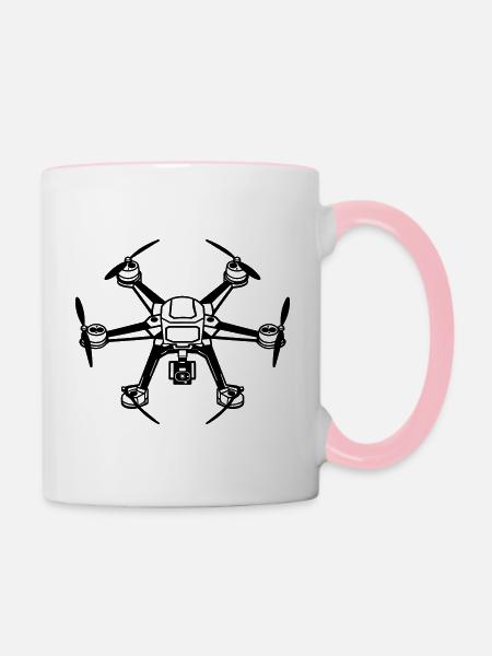 Drohne - Tasse zweifarbig - Weiß/Pink