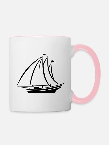 Segelschiff - Tasse zweifarbig - Weiß/Pink