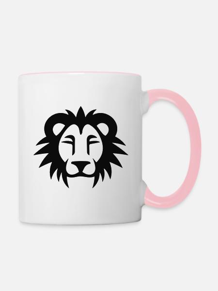 Löwenkopf - Tasse zweifarbig - Weiß/Pink