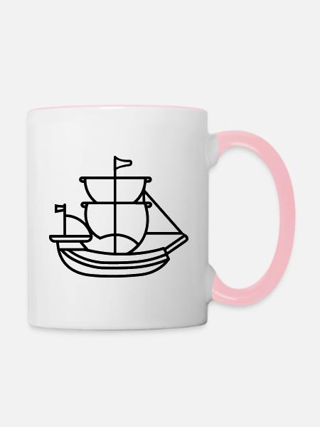 Piratenschiff - Tasse zweifarbig - Weiß/Pink